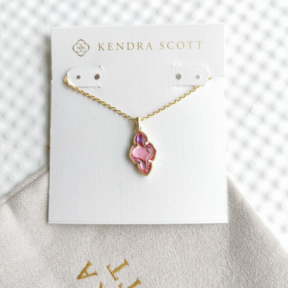 Kendra Scott Gold Light Burgundy Framed Abbie Necklace NEW - Picture 1 of 4
